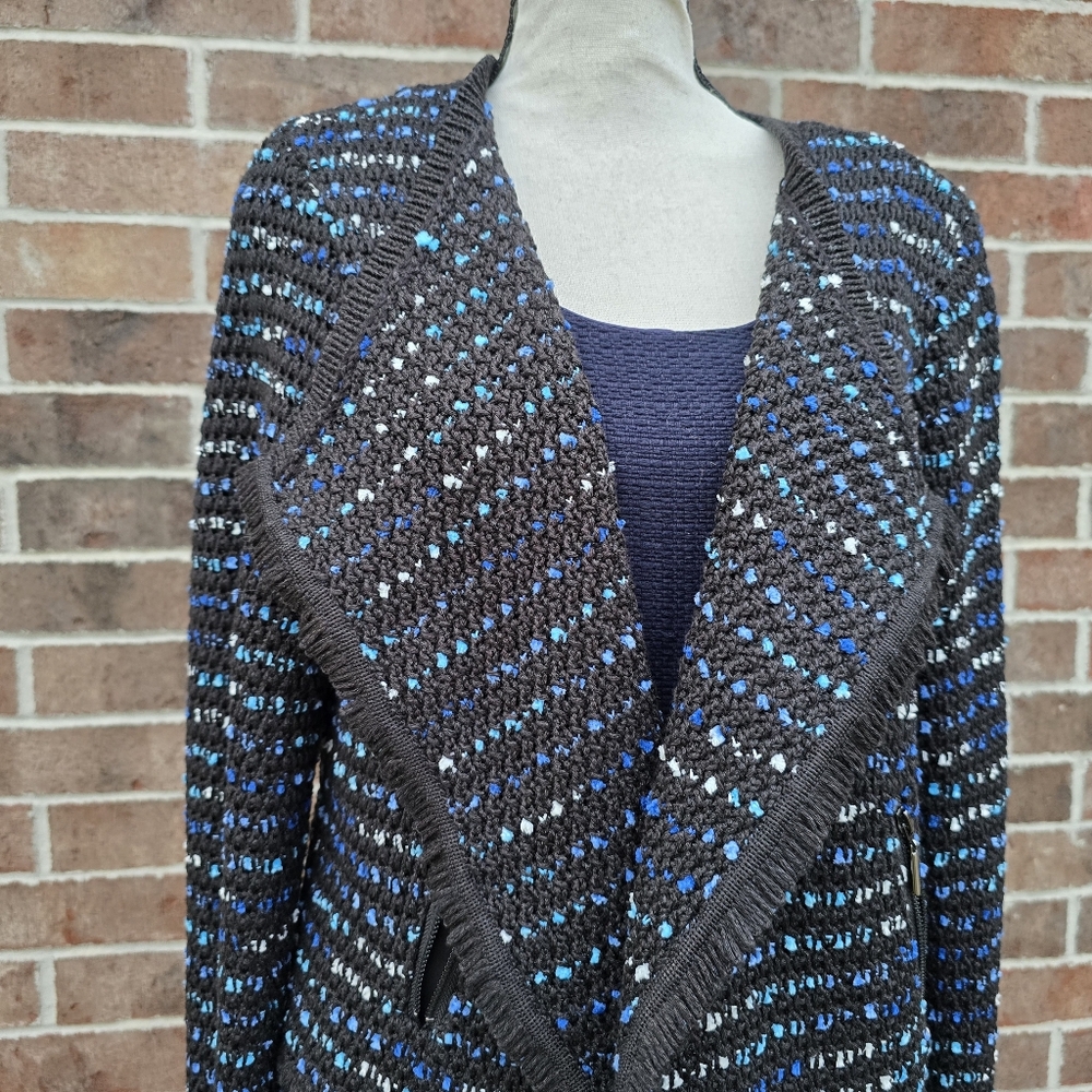 White House Black Market Textured Open Front Jacket Size Large Blazer - Picture 6 of 15
